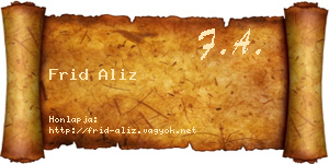 Frid Aliz névjegykártya